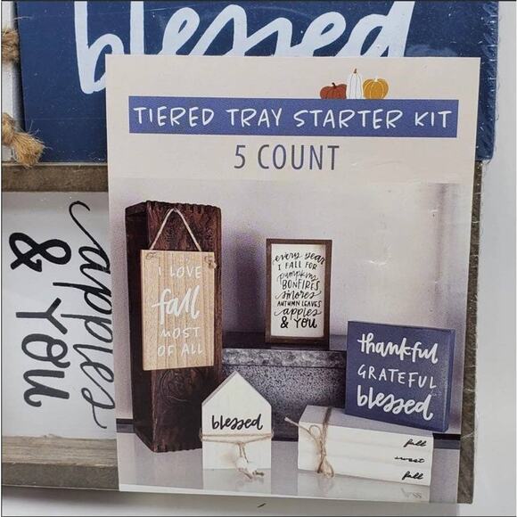 15 Pc Target Mini Tiered Tray Fall Signs Pink Pumpkins Truck Decor 3 Sets NEW - Picture 8 of 8